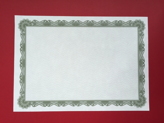 Наградная пустая бумага сертификата, профессиональная зеленая бумага сертификата границы