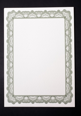 Бумага сертификата зеленого цвета леса Принтабле, горячая штемпелюя бумага сертификата внутренняя
