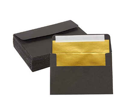 50 пакетов бумаги ремесла охватывают пользу приглашения свадьбы с черными снаружи & золотом внутрь